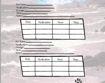 Pet Medication Tracker – Dog Cat Health Log (Instant Download PDF)