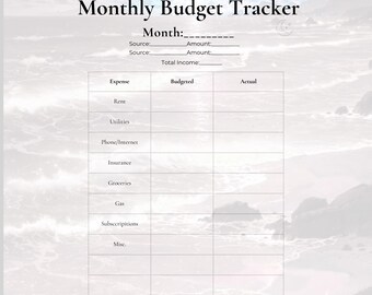 Printable Monthly Budget Tracker-Financial Planner PDF-Instant Digital Download-Minimalist Expense Tracker