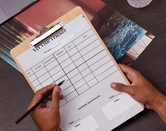 Vet Visit Tracker Printable - Dog & Cat Vet Log - Pet Health Record - Digital Download