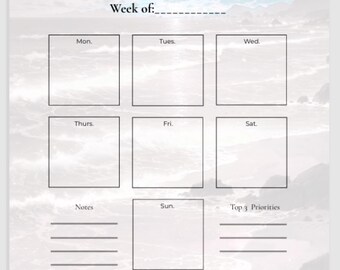 Printable Weekly Planner-Undated PDF-Instant Digital Download-Minimalist Design-A4 & US Letter