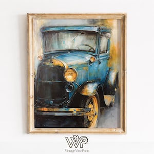 Vintage Classic Car Print - Retro Sedan, Art Deco Style Wall Art, Moody Antique Automobile, Warm Gold Tones, Printable Download 4367