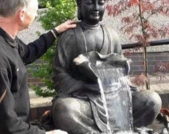 Buddha Water Fountain – Zen Garden Meditation Water Feature – Asian Patio Decor