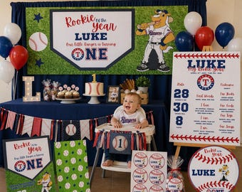 Texas Rangers Inspired First Birthday Party Digital Templates