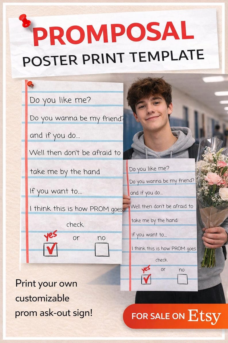 Check Yes or No Promposal Poster Digital Template - Etsy