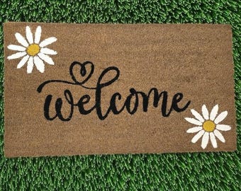 Felpudo de bienvenida con margaritas