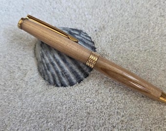 Cherry Wood Pen, Streamline Twist, Gold Finish, Made in Canada