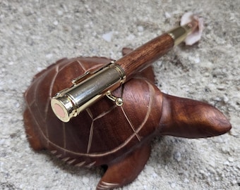 Luxury Wood Pen Gift, Caribbean Rosewood & Gold, Bolt Action Pen
