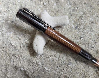 Caribbean Rosewood Bolt Action Pen, Gunmetal Trim, Handmade Wood Pen, Gift Box