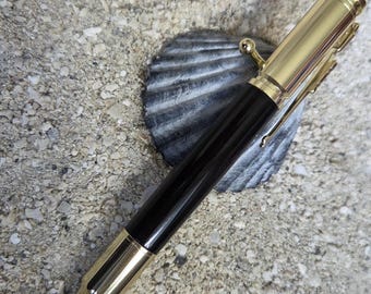 Handmade Ebony Gold Bolt Action Pen, Smooth Writing Gift
