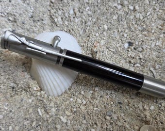 Ebony Wood Pen, Bolt Action, Pewter Finish, Executive Gift