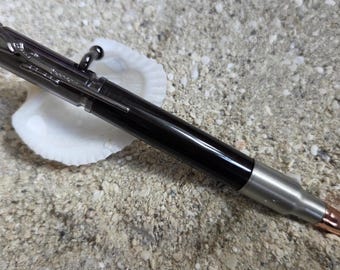 Hand Turned Ebony Pen, Gunmetal Finish, Handmade Pen Gift for Him