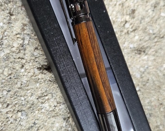 Cocobolo Bolt Action Pen, Gunmetal Trim, Handmade Exotic Wood Pen, Gift Box