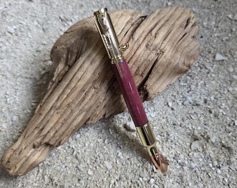 Handmade Purpleheart Bolt Action Pen – Gold Hardware – Parker Refill – Wood Pen Gift