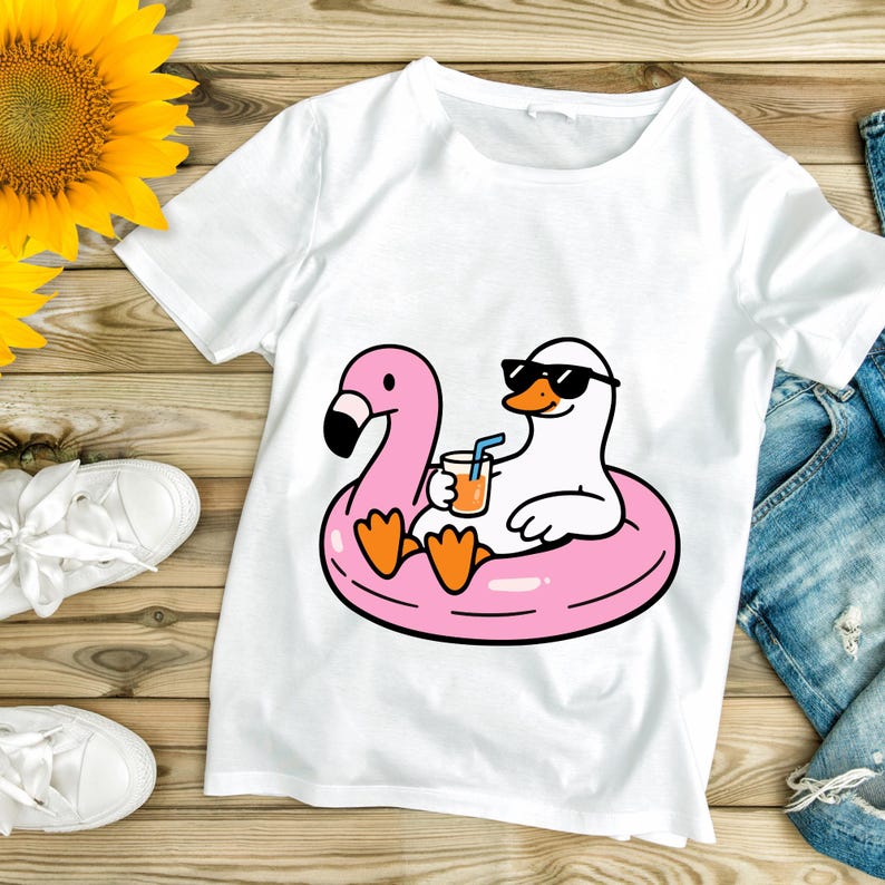 Funny Summer Goose Clipart Bundle, Beach Vibes PNG, Iced Coffee ...