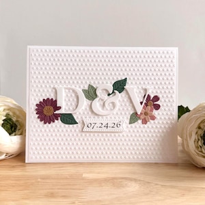 Personalized Wedding Card with or without Date/Anniversary Card/Initials of Couple/Handmade/Floral Design