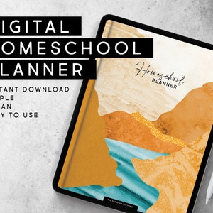 Collage Landscapes Digital Homeschool Planner for GoodNotes iPad, Undated, Lesson Planner, Monthly Calendar, Portfolio, Instant Download