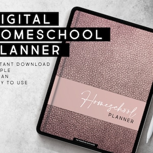 Rose Gold Digital Homeschool Planner for GoodNotes iPad, Undated, Lesson Planner, Monthly Calendar, Portfolio, Instant Download