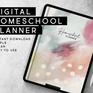 Abstract Painting Digital Homeschool Planner for GoodNotes iPad, Undated, Lesson Planner, Monthly Calendar, Portfolio, Instant Download