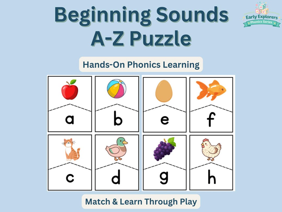 Play Based Learning | Beginning Sounds Puzzle | Preschool Homeschool ...