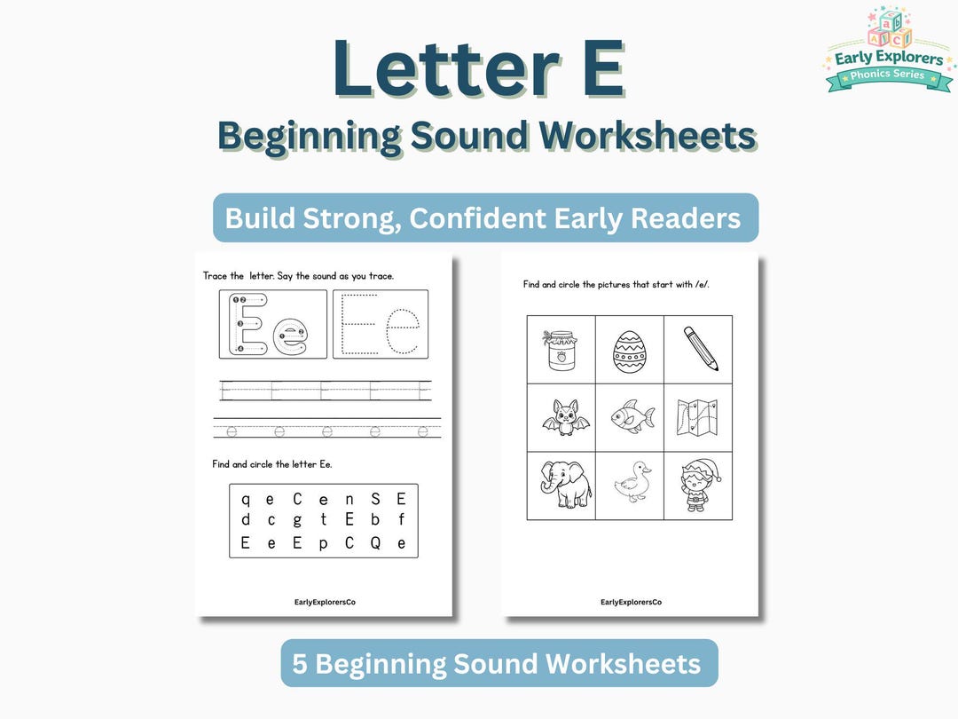 Letter E Learn to Read Worksheets | Early Literacy Activities ...