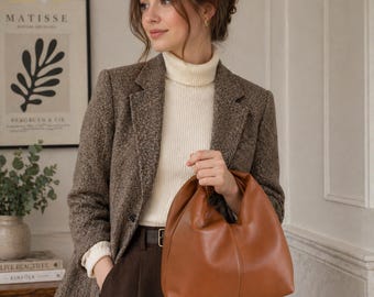 Slouchy Bag | Underarm Bag | Knot Handle Vegan Leather Soft Clutch