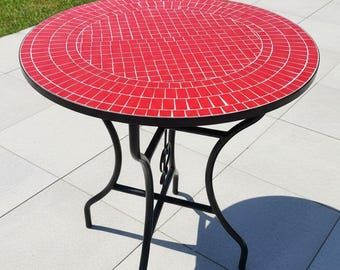 Handgjort marockanskt mosaikbord – Runt kakelbord för uteplats/trädgård