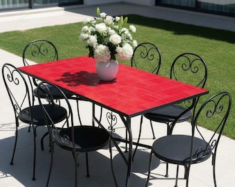 Mesa de centro con mosaico marroquí – Un toque artesanal para bistró, ideal para interiores y exteriores.