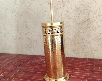 Handmade Moroccan Brass Toilet Brush Holder, Boho Bathroom Accessory
