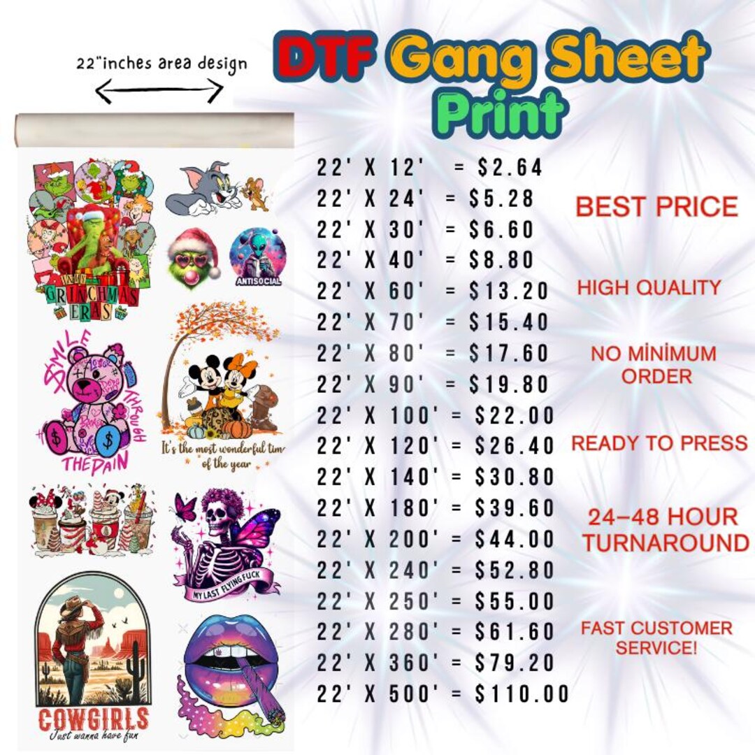 Custom DTF Gang Sheet Print | Upload Your Logo, Ready to Press ...
