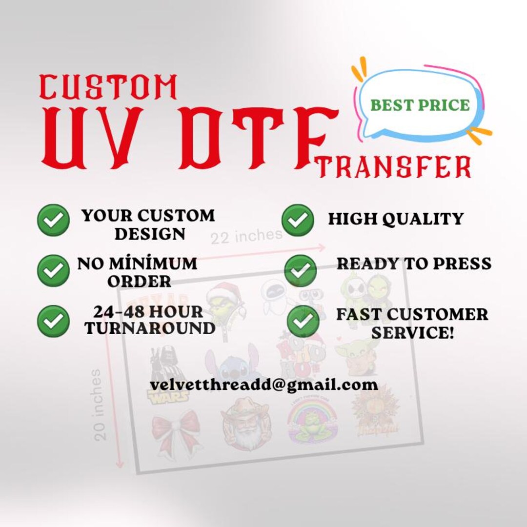 Custom UV DTF Gang Sheet, Vibrant Decals, Wholesale Transfers - Etsy