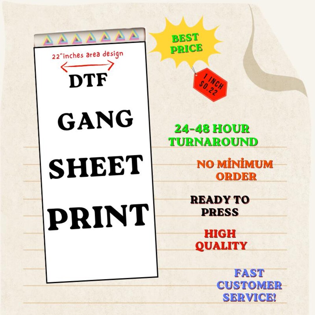 Custom DTF Gang Sheet Print, Full Color Heat Transfer, Ready to Apply ...