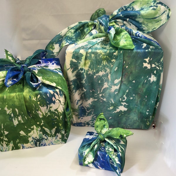 Eco-Friendly Wrapping, Reusable Silk Gift Wrap, Snow-dyed Furoshiki