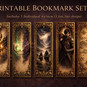 Crown of War and Shadow Bookmark Set by J.R. Ward, Fantasy Reader Gift, Printable Bookmark PDF, Instant Digital Download