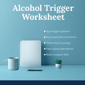 Alcohol Trigger Worksheet | Drinking Pattern Map | Identify Alcohol Triggers Printable