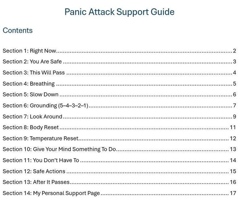 Panic Attack Support Guide | Grounding, Breathing Techniques (PDF Download) imagem 2