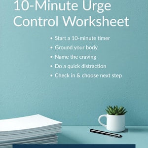 10-Minute Urge Control Worksheet | Alcohol Craving Delay Tool | Recovery Printable