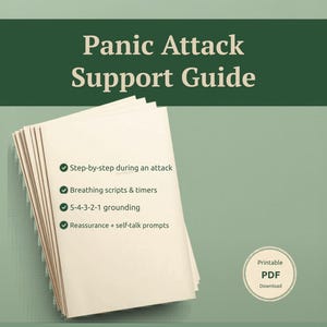 Panic Attack Support Guide | Grounding, Breathing Techniques (PDF Download)