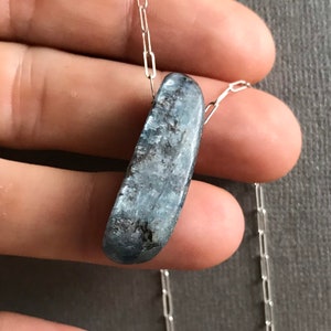 Sterling Silver And Kyanite Pendant,  Women&#39;s Crystal Charm Necklace, Raw Gemstone Healing Necklace, Kyanite Pendant, Raw Crystal Pendant