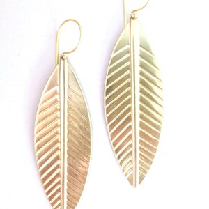 Vintage Cast Brass Leaves &quot;Golden Garden&quot;, Women&#39;s Long Statement Earrings