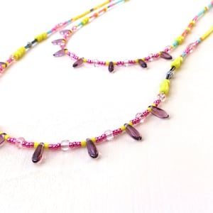 Metallic Pink, Turquoise, Neon Yellow And Orange Beads, &quot;Spirit Rock&quot; Layered Women&#39;s Necklace