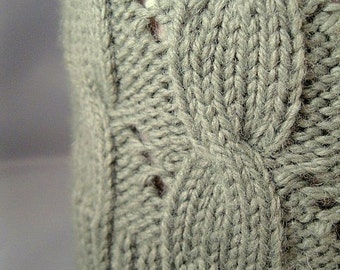 Handmade Cabled Knit Hat, Ivy Green