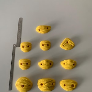Presas de Escalada Amarelas Impressas em 3D – Conjunto de 10 Slopers – Parede Casa Bouldering – PETG – Cor Personalizada