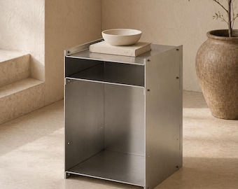 Mesa de cabeceira de metal - Mesa lateral - Móvel de arrumação moderno e minimalista