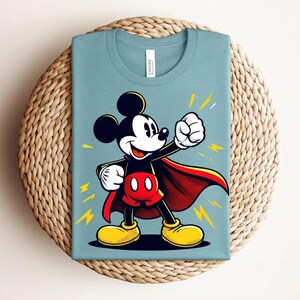 Superhero Mickey Mouse Shirt, Comic Style Graphic Tee, Cartoon Hero T-Shirt bild 9