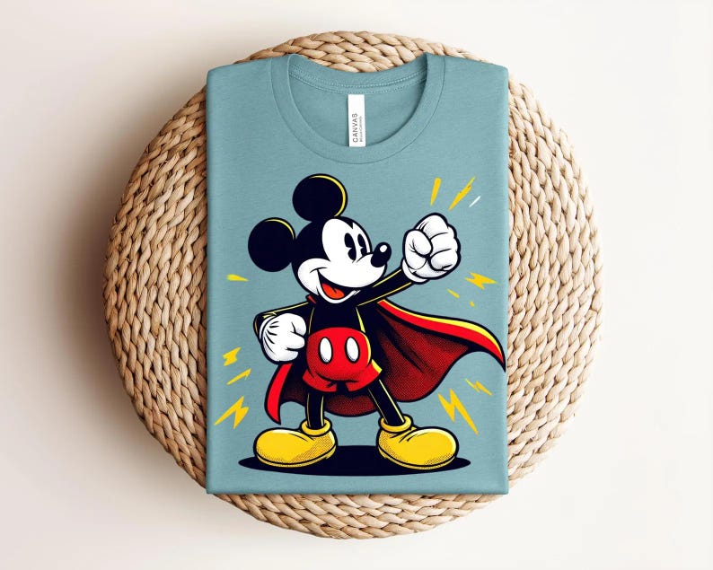 Superhero Mickey Mouse Shirt, Comic Style Graphic Tee, Cartoon Hero T-Shirt bild 9