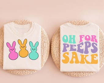 Camiseta "Oh For Peeps Sake", divertida camiseta de conejito de Pascua, linda camiseta retro de Pascua, camiseta con estampado de conejito en tonos pastel, regalo para las fiestas de primavera