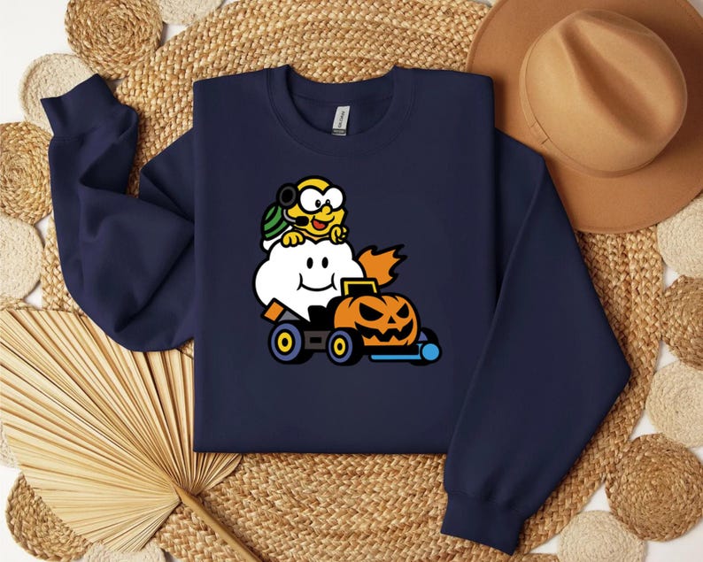 Lankitu Lakitu Pumpkin Kart Halloween Sweatshirt, Super Mario Cloud Crewneck ...