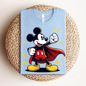 Superhero Mickey Mouse Shirt, Comic Style Graphic Tee, Cartoon Hero T-Shirt bild 5