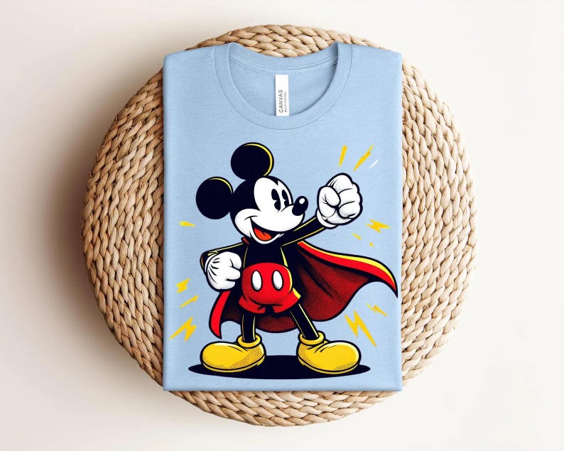 Superhero Mickey Mouse Shirt, Comic Style Graphic Tee, Cartoon Hero T-Shirt bild 5