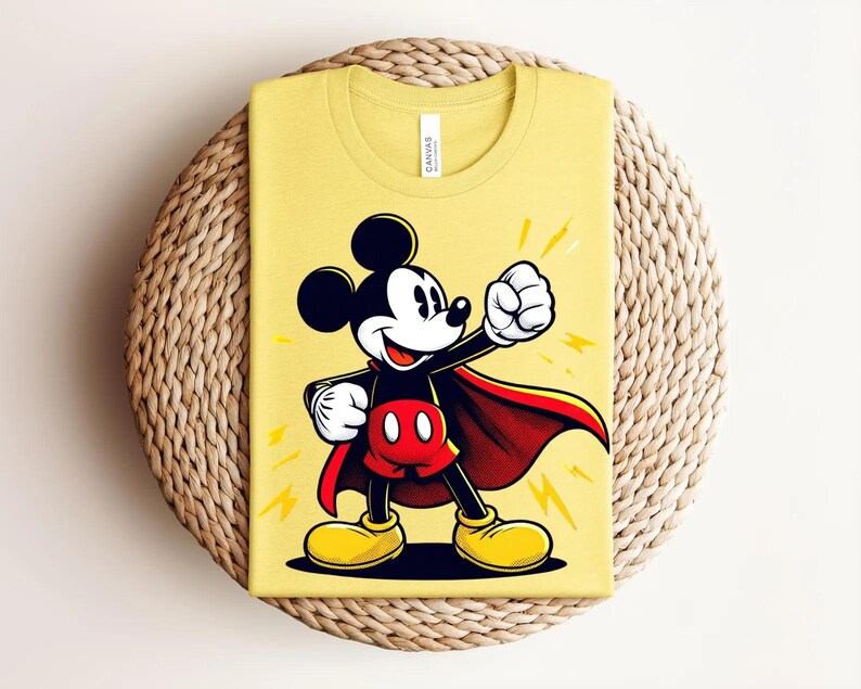 Superhero Mickey Mouse Shirt, Comic Style Graphic Tee, Cartoon Hero T-Shirt bild 8